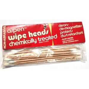 25 ct ASPEN COTTON SWABS Wood Maintenance Cassette Tape Wipe Head VCR Cleaning